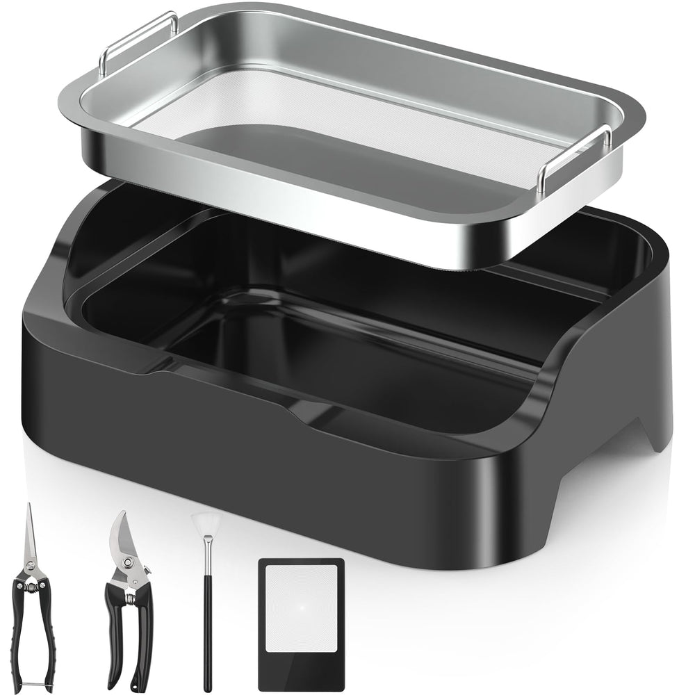 DIYPOP front view of trim tray showing high walls and stable base for tidy work