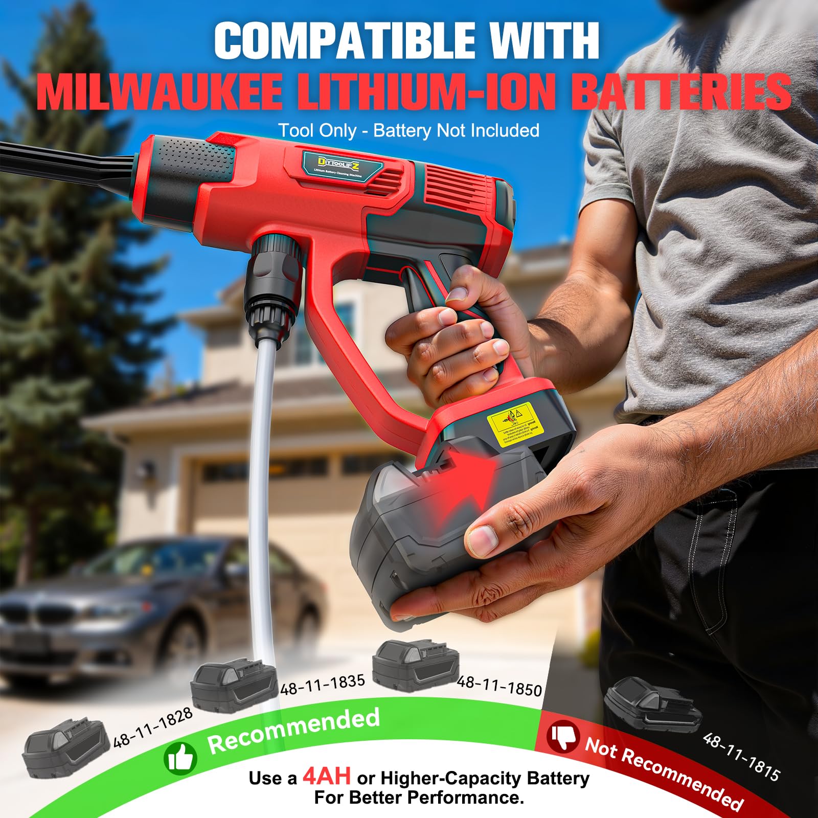 DIYtoolifz attached to Milwaukee 18V battery demonstrating compatibility benefit
