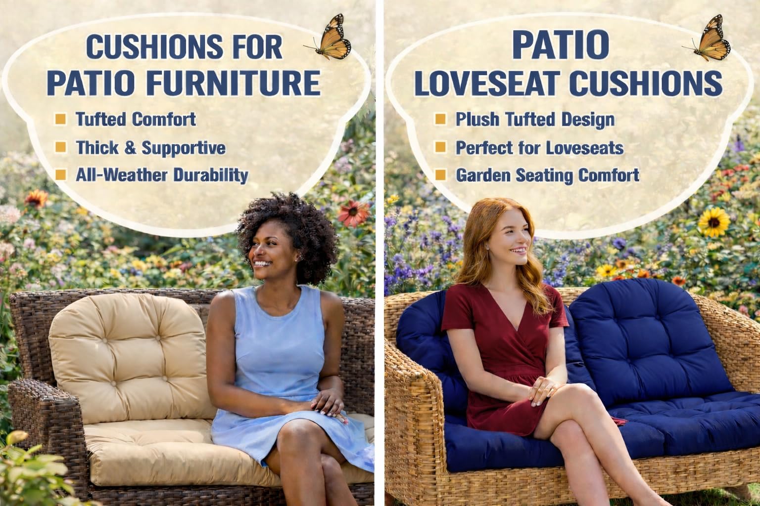 Dizaolive bench on patio with cushions adding weather-resistant comfort