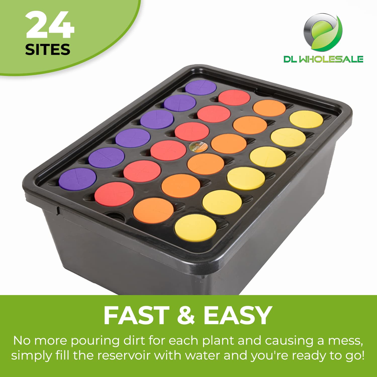 DL Wholesale Psycloner open reservoir revealing 2-gallon DWC tray for easy filling and cleaning