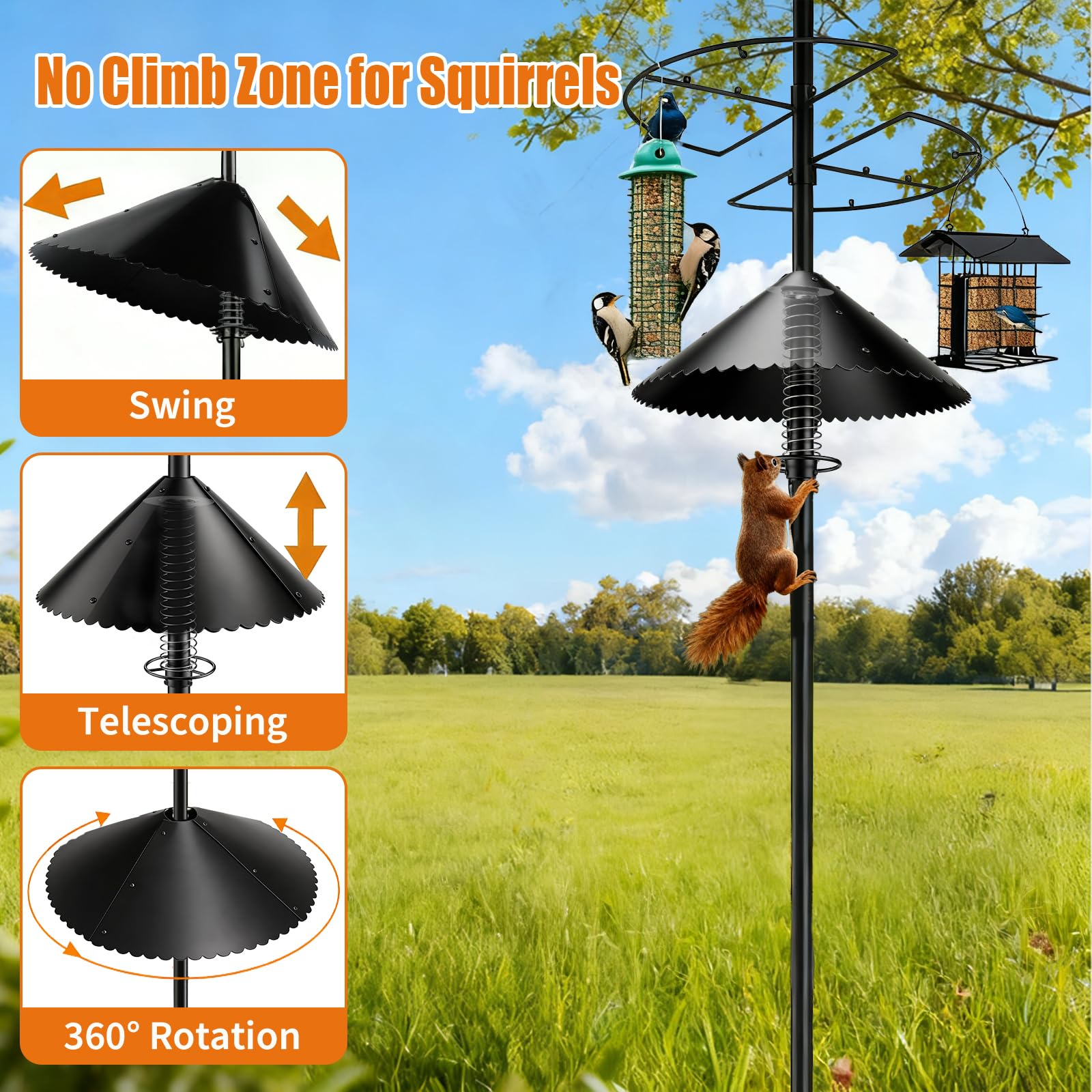 DMTXCRP baffle installed on round pole preventing squirrel access