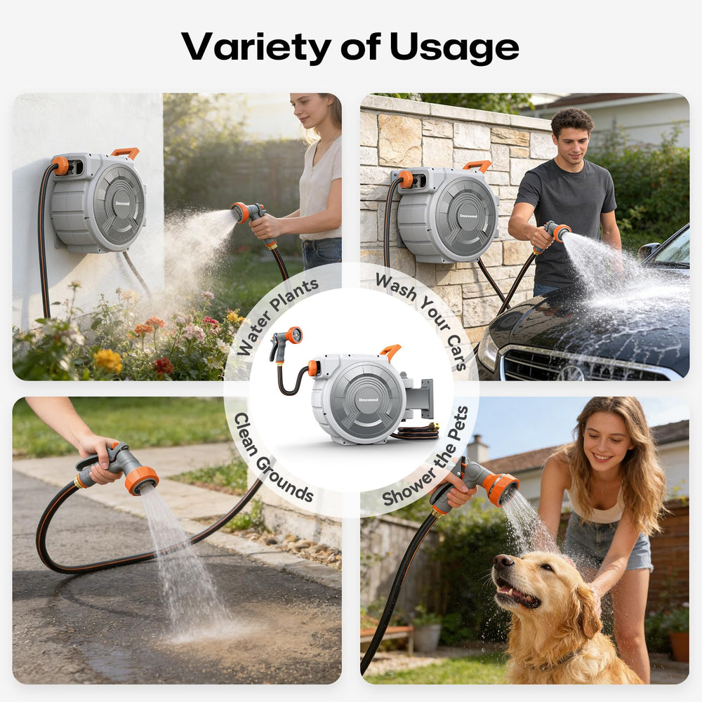 Dmzosmd lifestyle garden scene demonstrating efficient watering and cleanup