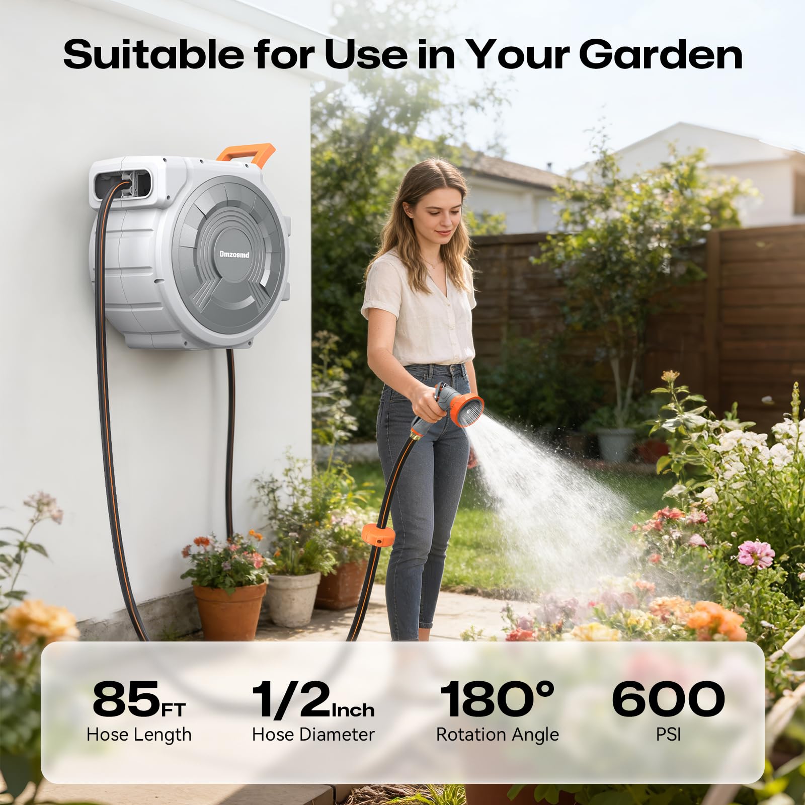 Dmzosmd closeup of 9-pattern nozzle for versatile watering and cleaning