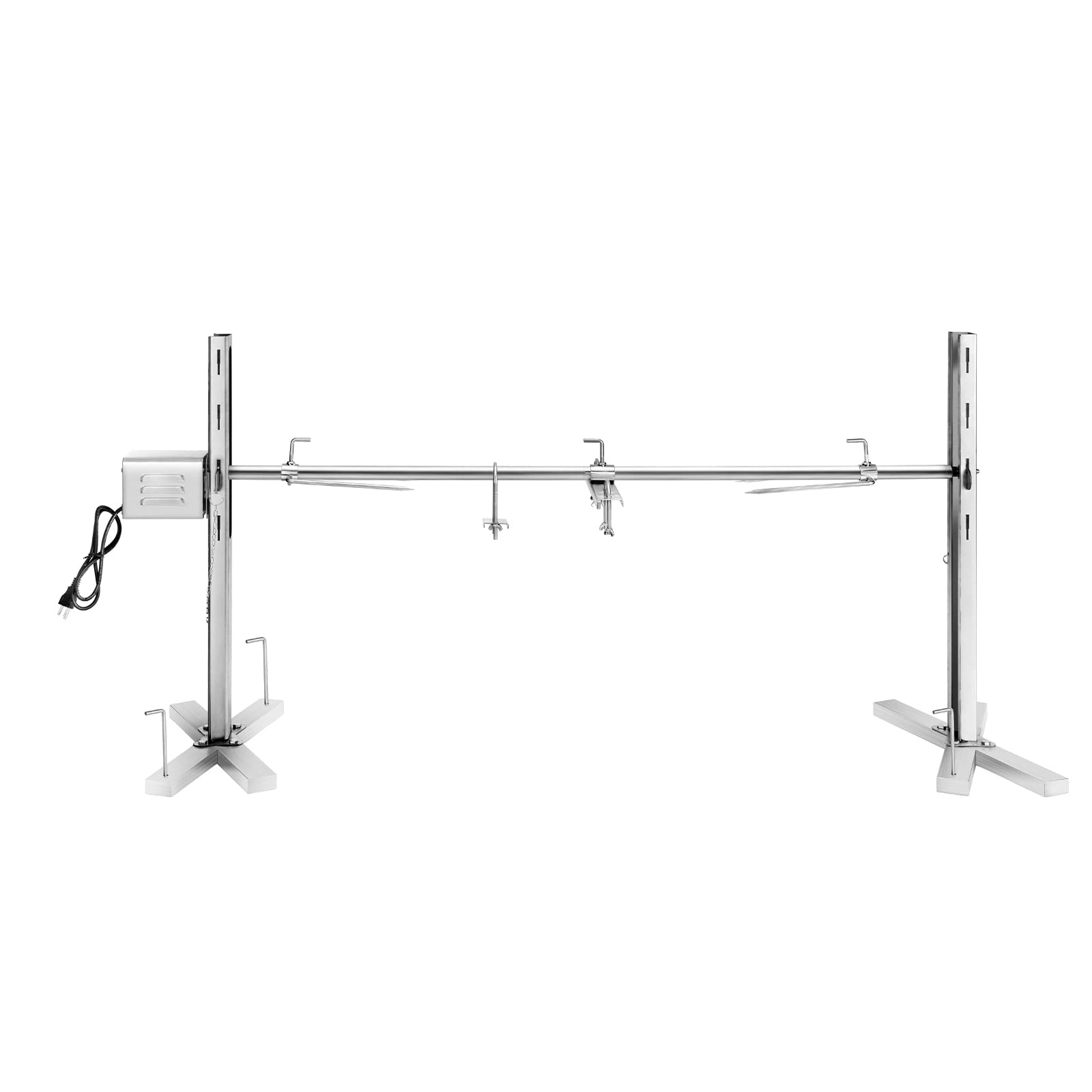 DNKMOR front view of assembled tripod rotisserie showing stability and size