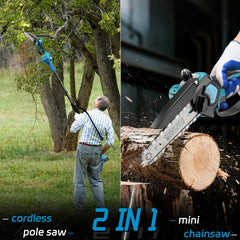 DNLBBO extended telescopic pole reaching high branches for safer trimming