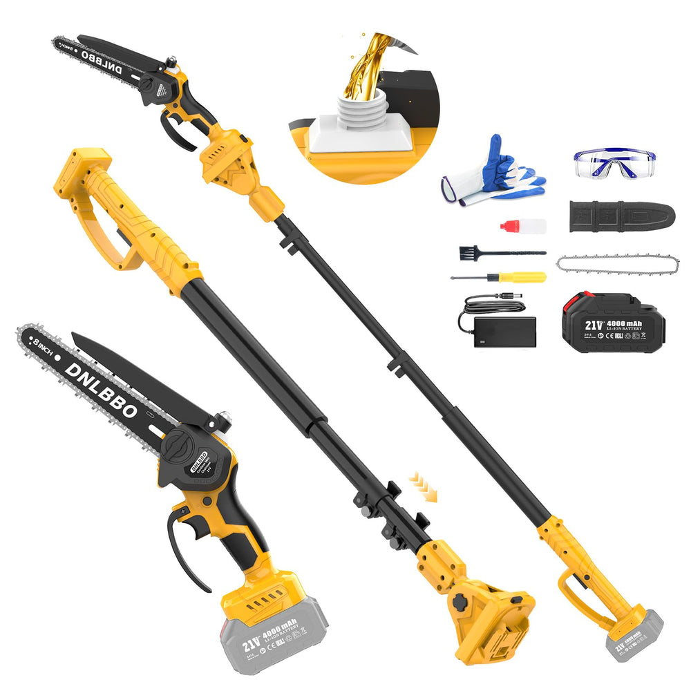 DNLBBO pole saw front view showing compact 2-in-1 design and portability