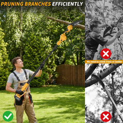 DNLBBO telescopic pole extended to full length showing safe ladder-free reach