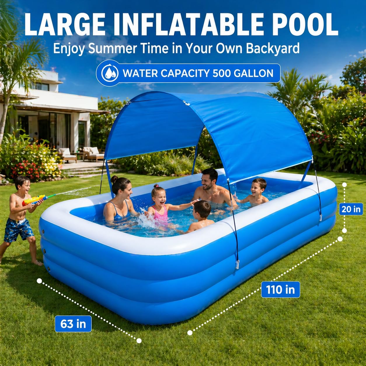 DNWTJTK family enjoying pool in backyard showcasing fun and relaxation