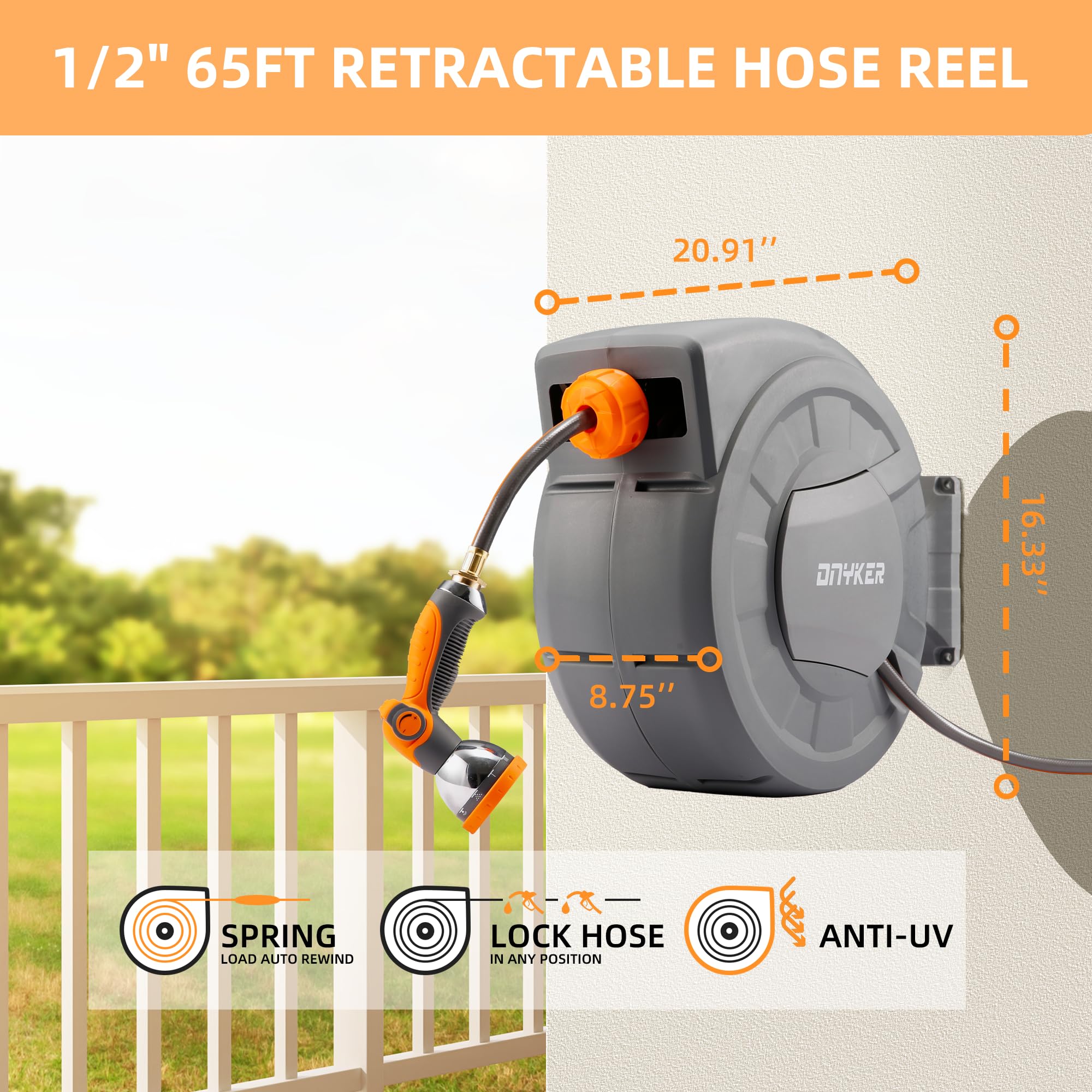 DNYKER fully extended 65ft hose demonstrating long reach advantage
