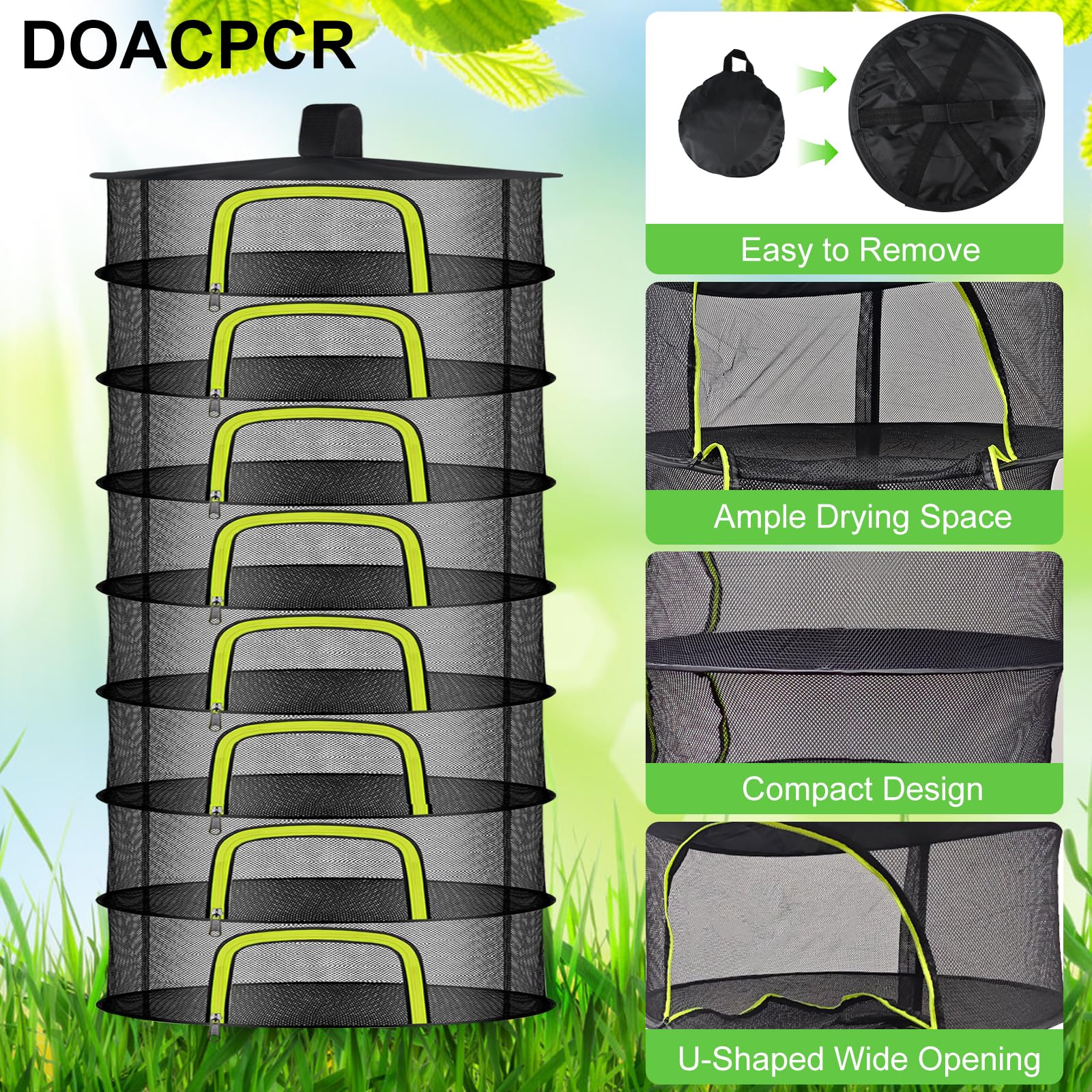Doacpcr rack in use with herbs drying to speed natural moisture removal