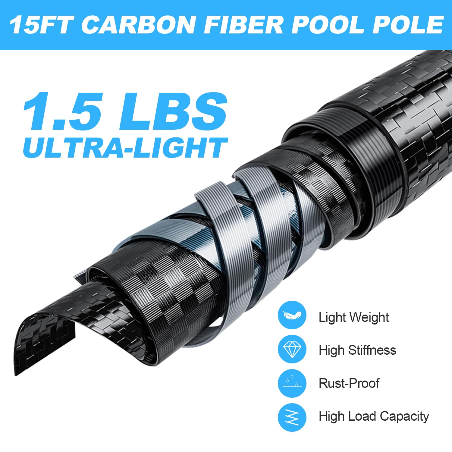 DOBEN close-up of carbon fiber weave highlighting lightweight strength benefit