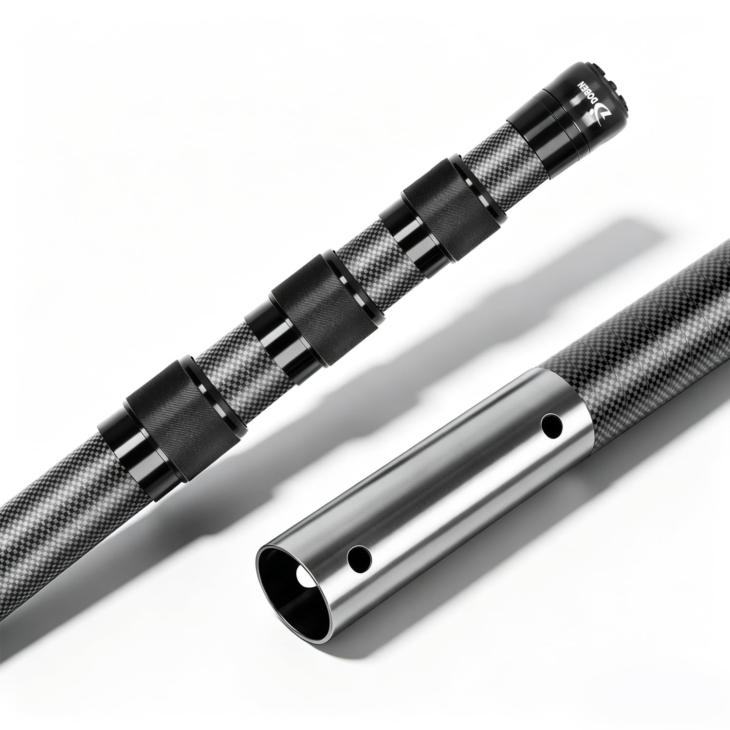 DOBEN front view of telescopic pool pole showing sleek profile and easy handling