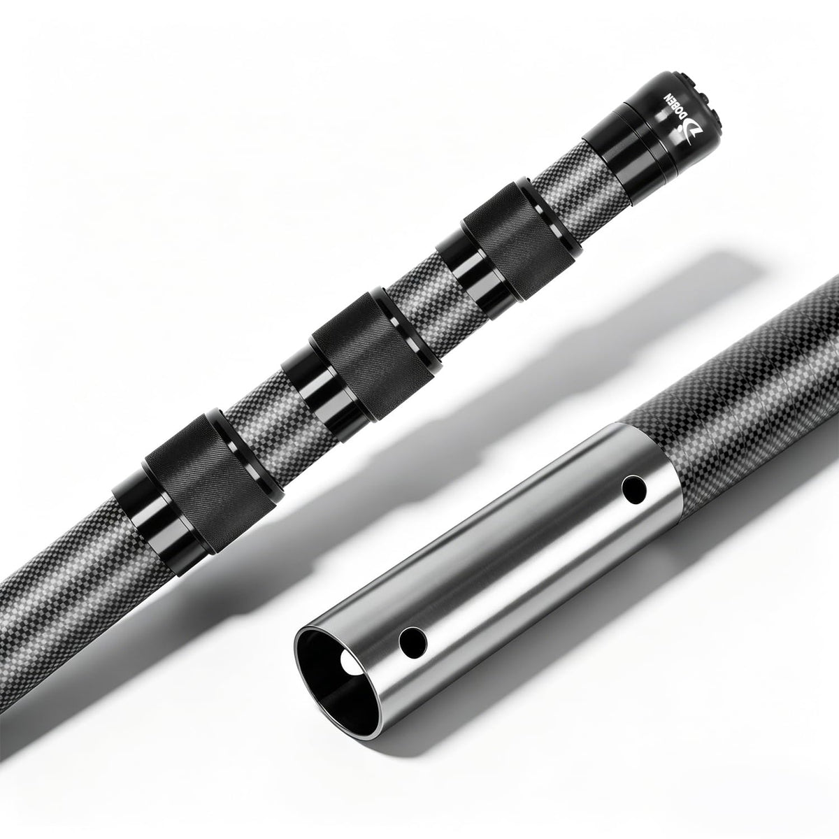 DOBEN front view of telescopic pool pole showing sleek profile and easy handling