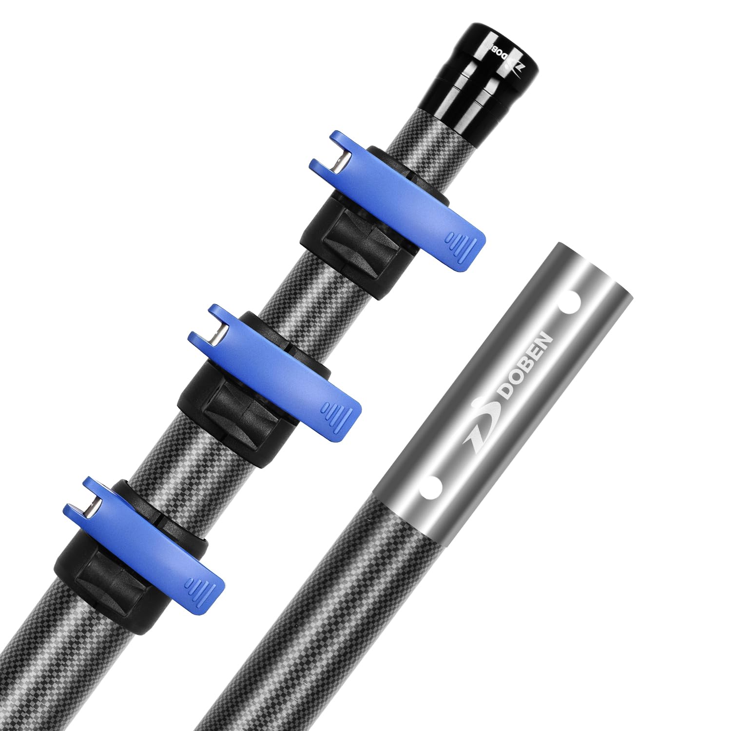 DOBEN pool pole front view showing full length and lightweight benefit