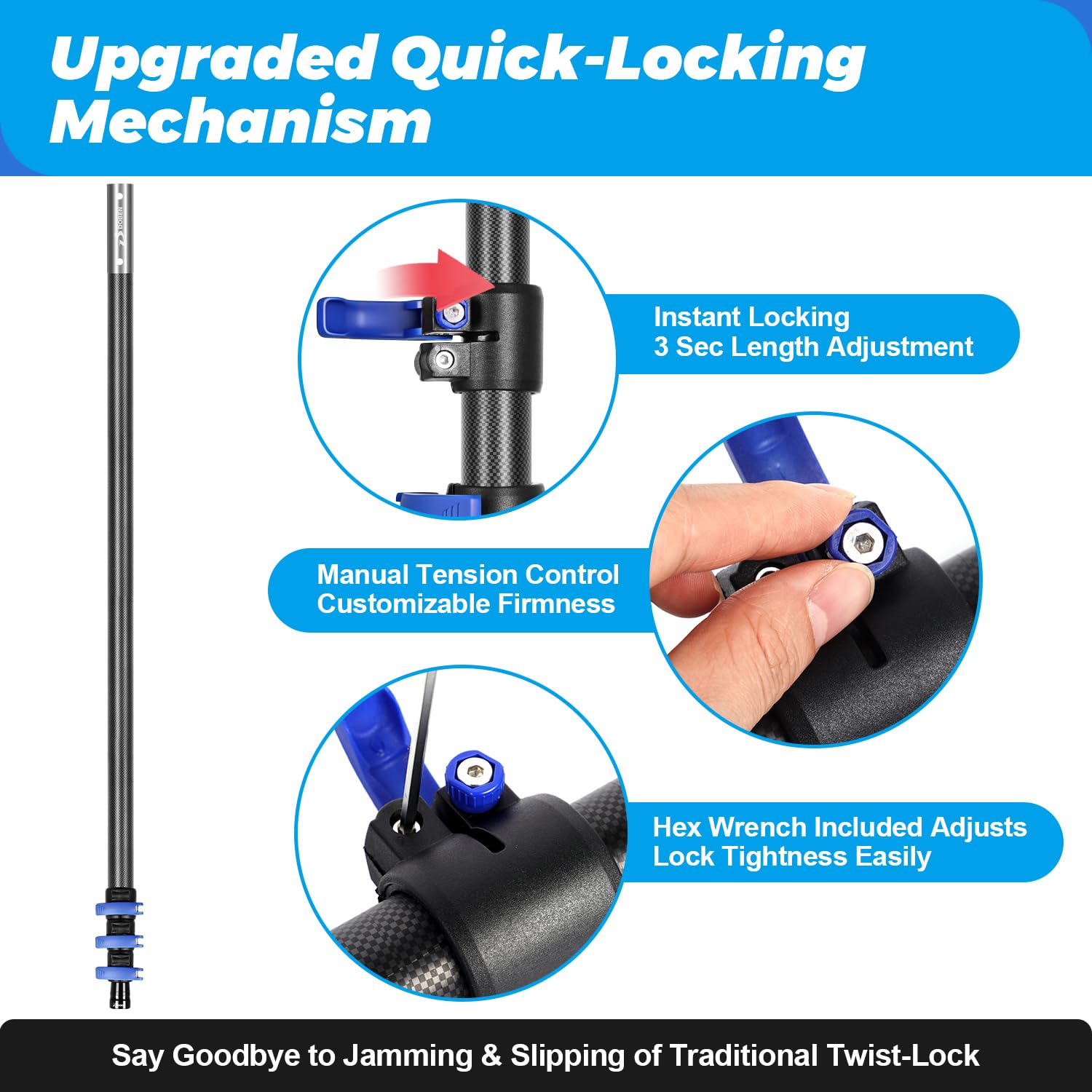 DOBEN pole next to person showing compact storage and portability