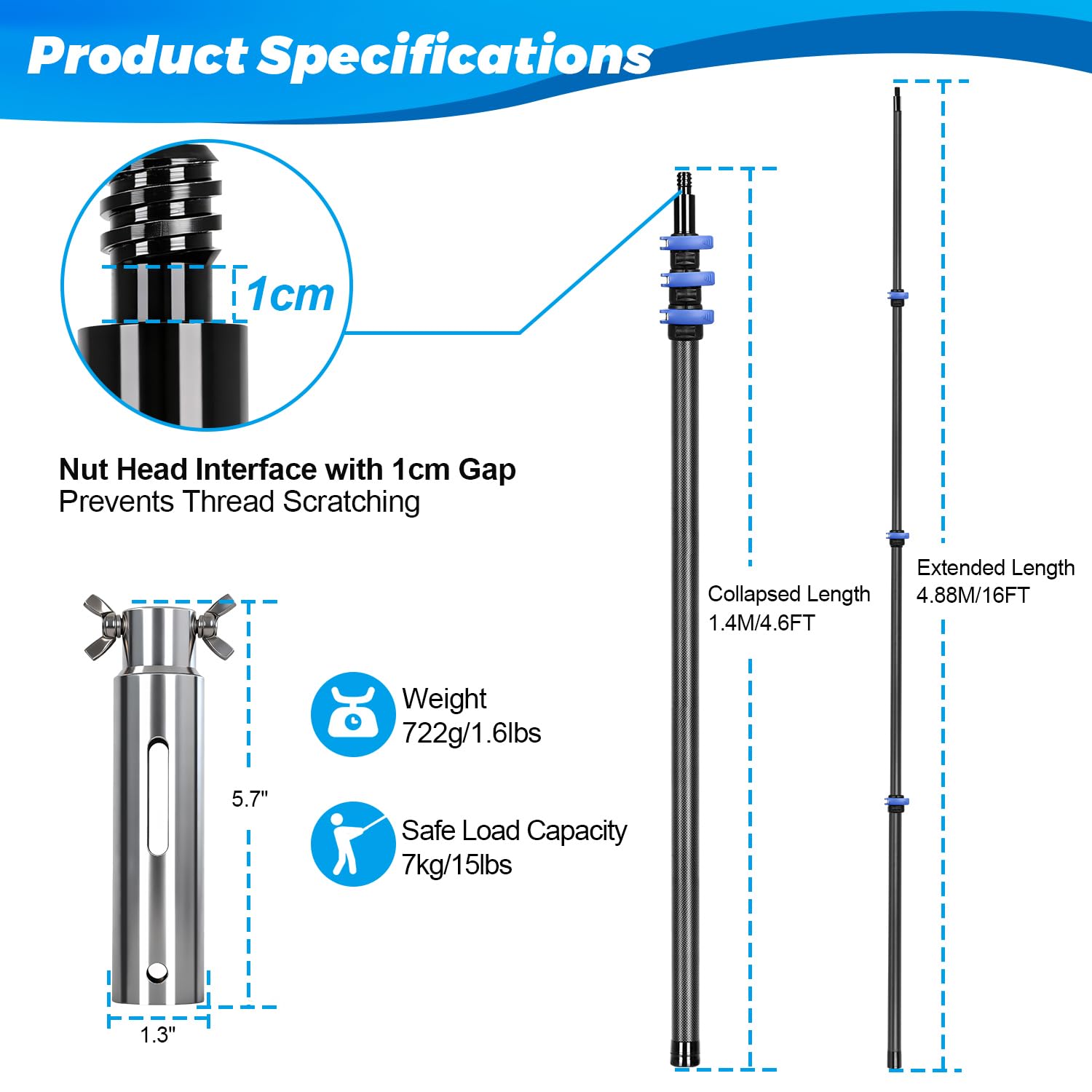 DOBEN pool pole paired with a skimmer net removing leaves easily for cleaner water