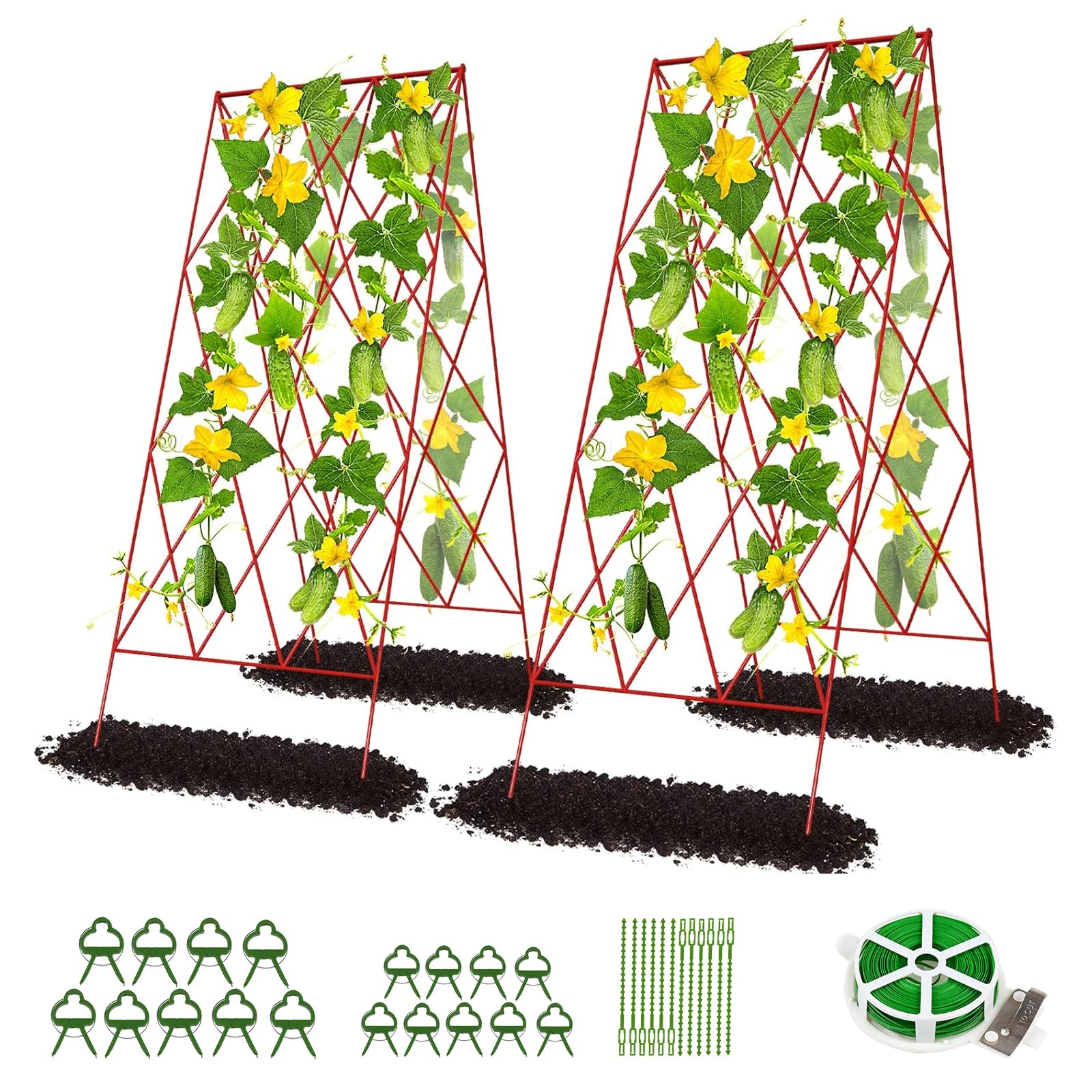 DoCred front view of two trellis panels showing compact two-pack and benefit of space-saving support