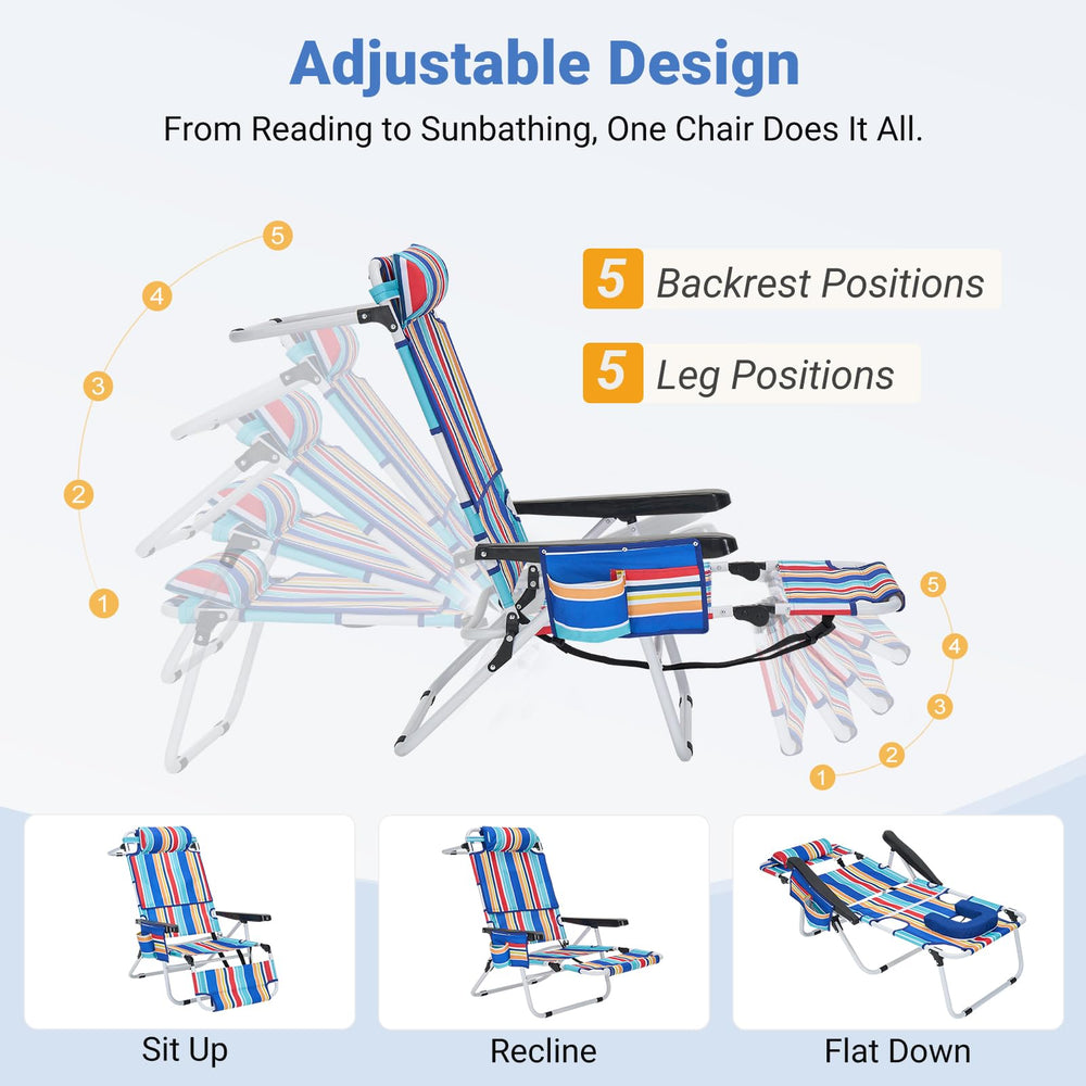 DoCred chair lay-flat for stomach sunbathing showcasing even tanning benefit