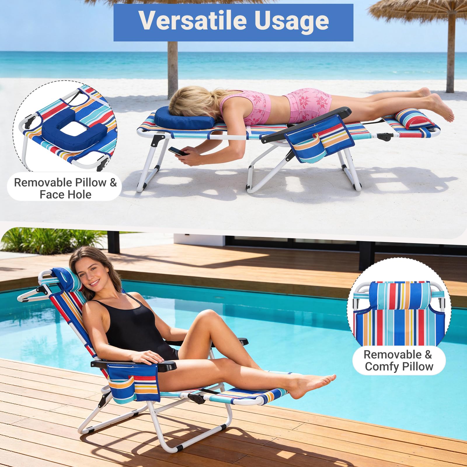 DoCred lifestyle beach scene with chair in use promoting relaxed outdoor comfort