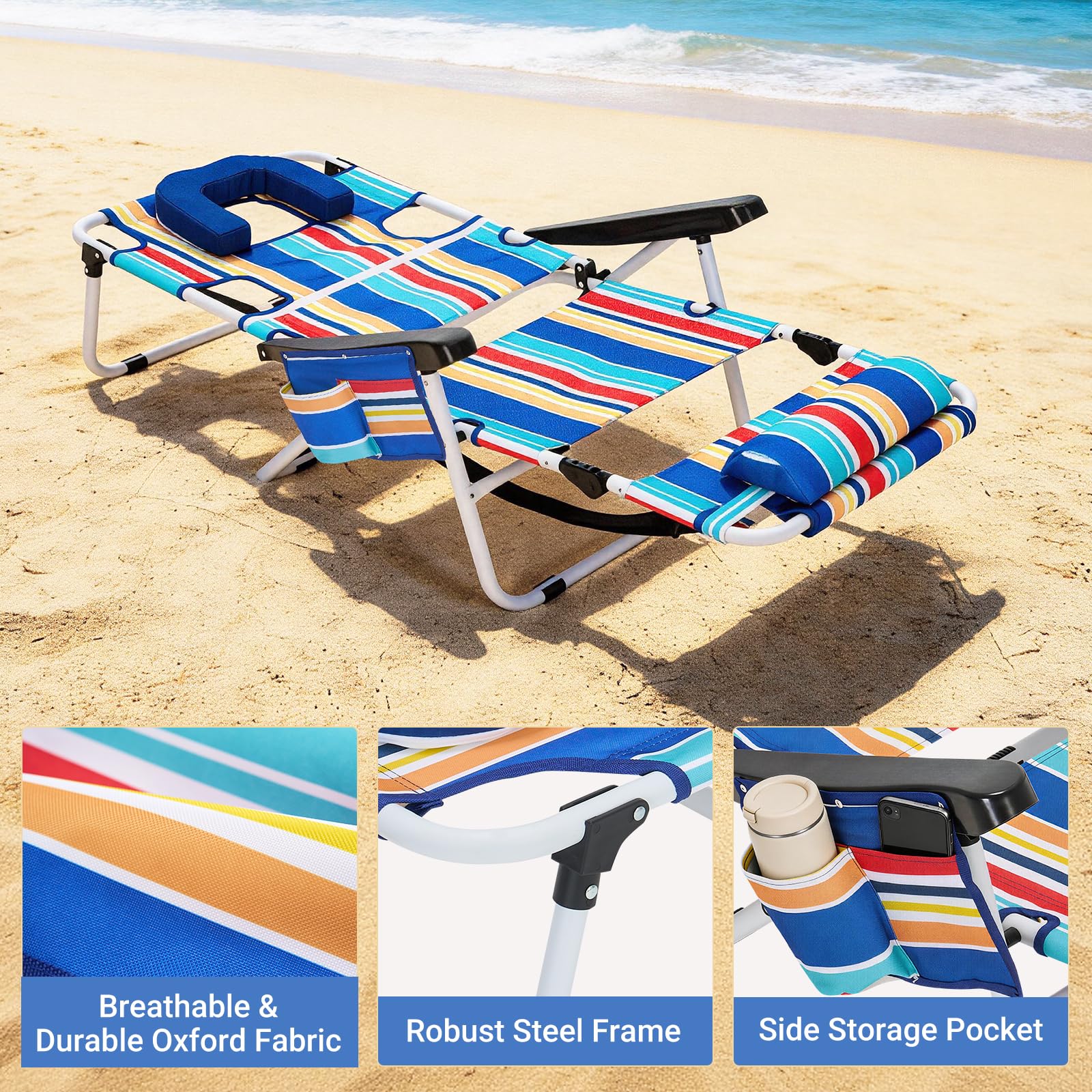 DoCred side profile illustrating five recline positions for customizable comfort