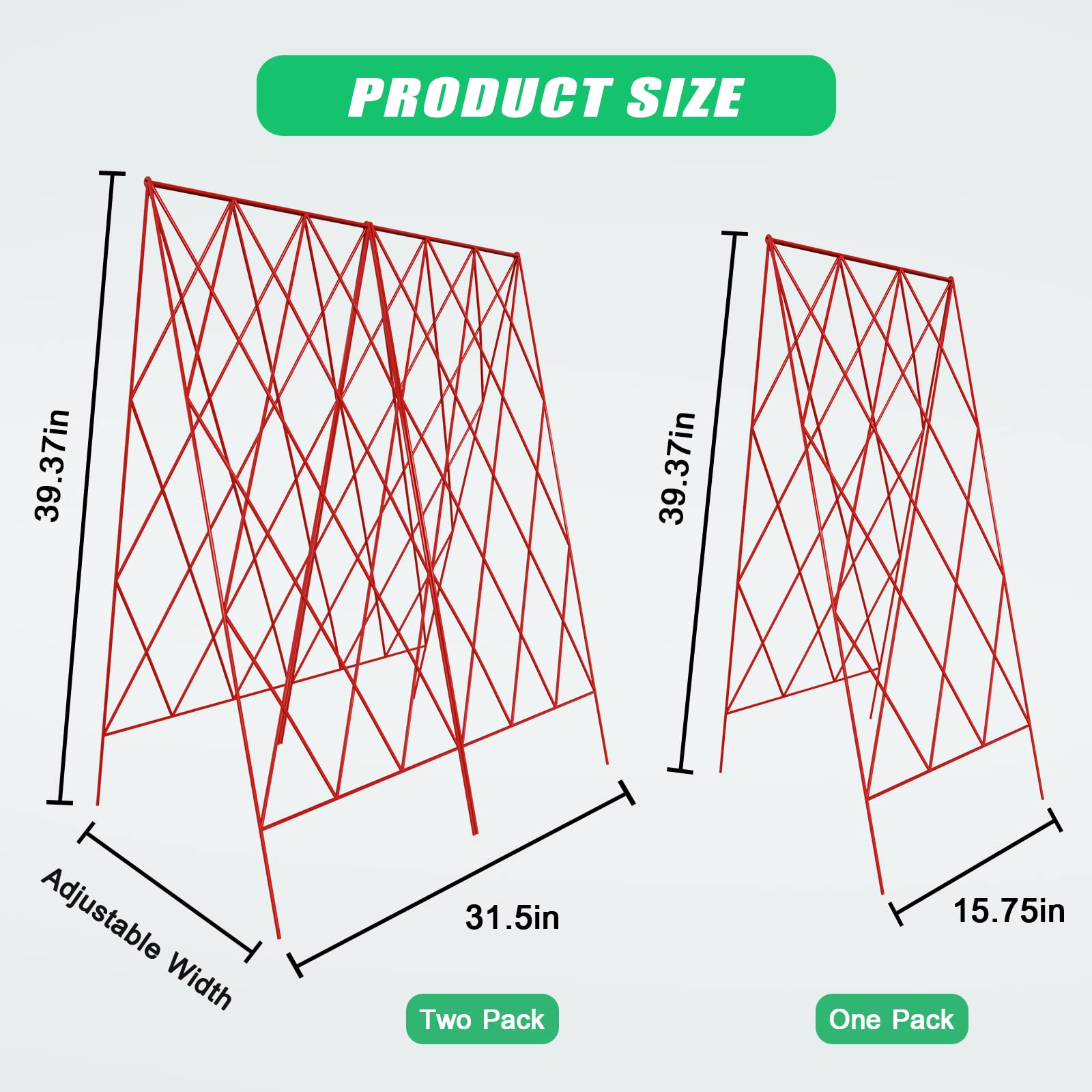 DoCred trellis beside ruler showing 39.37" height and 31.5" combined width for proper fit