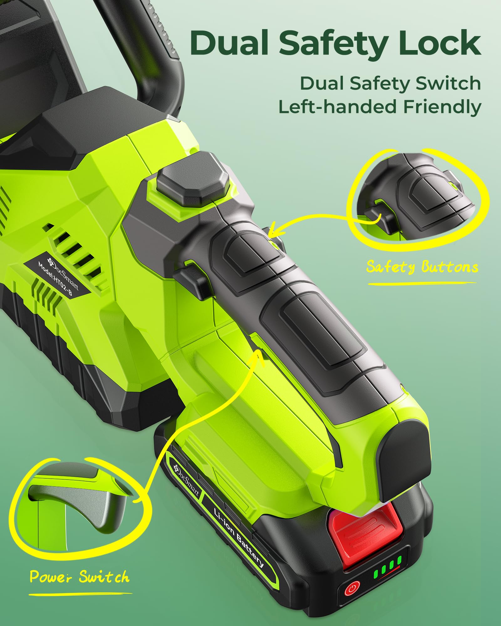 DocSmart included gloves goggles and baffle showing protection for safer trimming