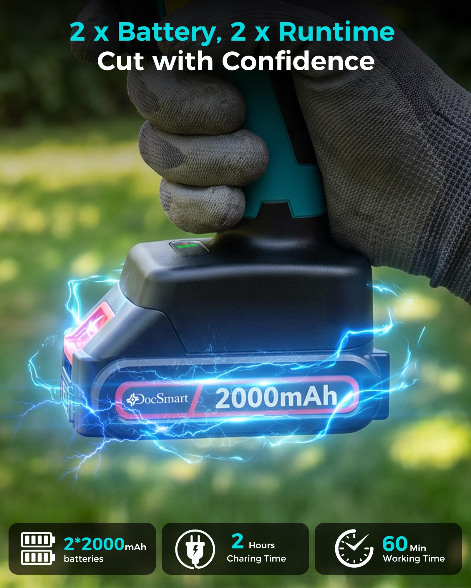 DocSmart auto oiler reservoir closeup for convenient chain lubrication and smooth cutting