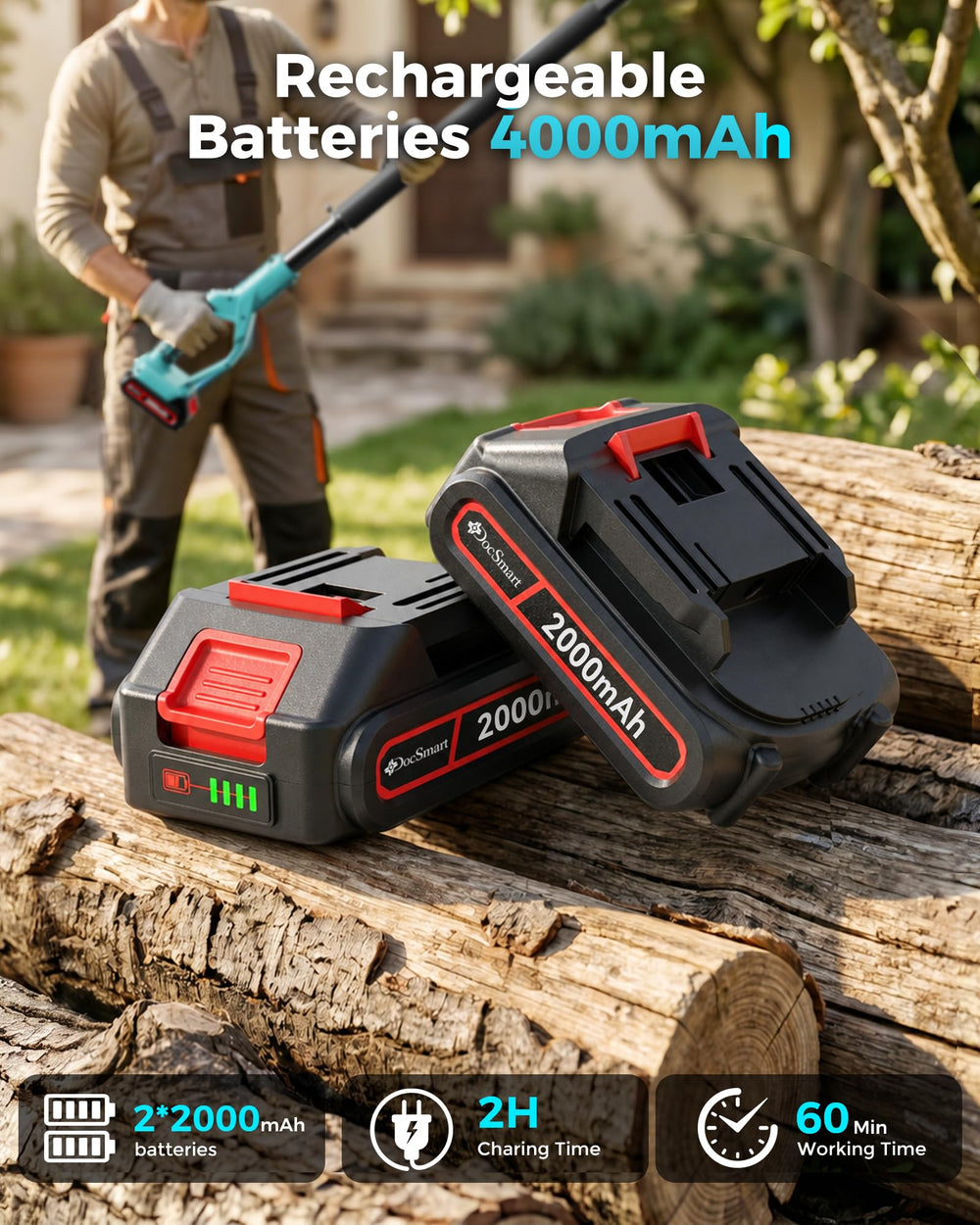 DocSmart batteries and charger displayed to show quick swaps and longer work sessions
