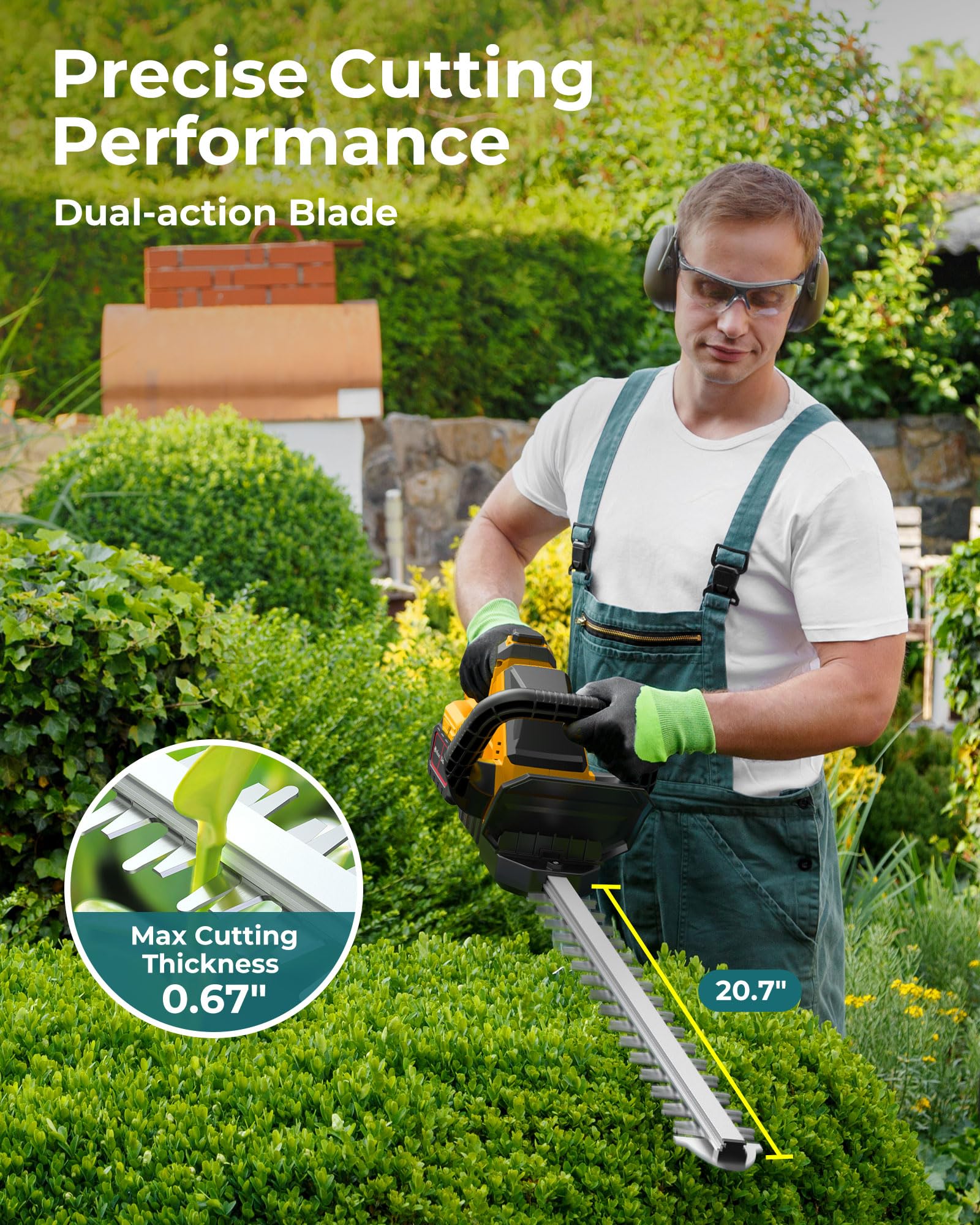 DocSmart closeup of 20.67-inch dual-action steel blade highlighting sharpness and clean cuts