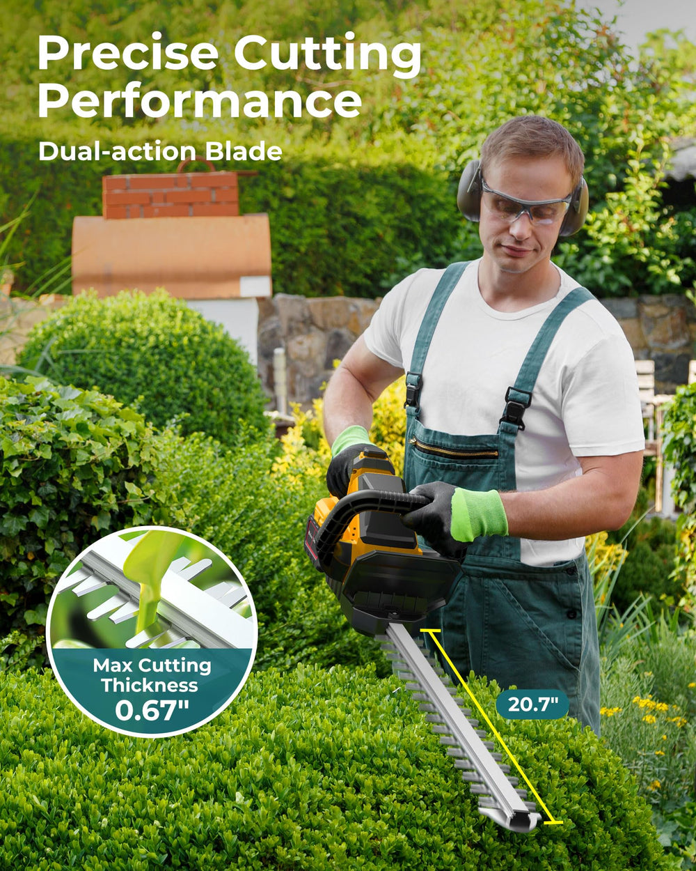 DocSmart closeup of 20.67-inch dual-action steel blade highlighting sharpness and clean cuts