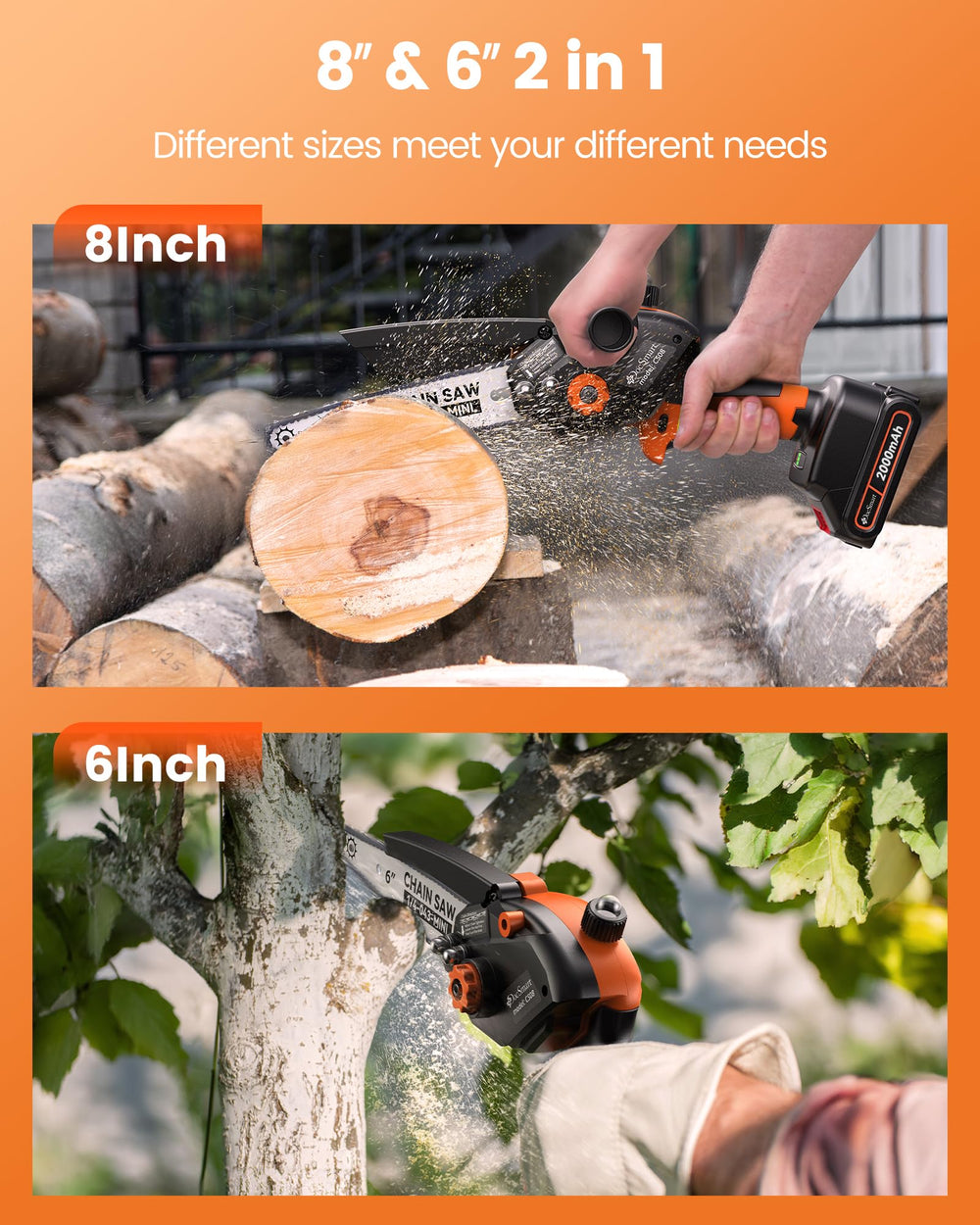 DocSmart being used to prune a branch showing easy one-handed control