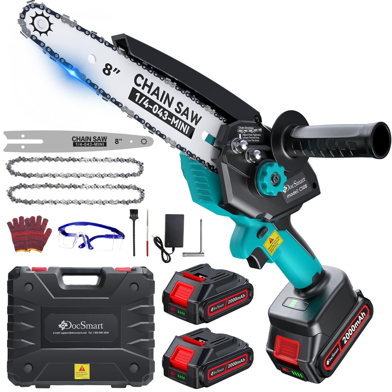 DocSmart front view showing compact 8-inch guide bar and ergonomic handle for easy control