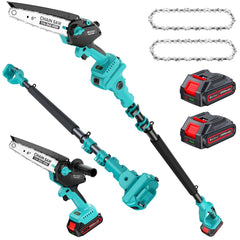 DocSmart front view of pole saw showing compact profile and controls, easy storage