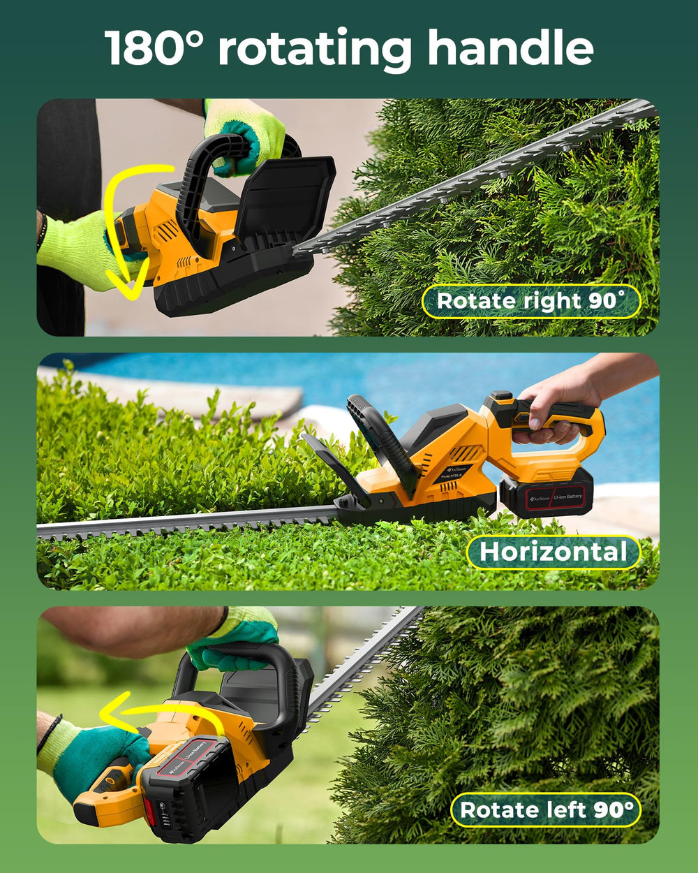 DocSmart hedge trimmer in use shaping a hedge for faster, neater garden maintenance