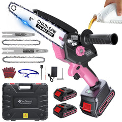 DocSmart front view showing compact chainsaw and pre-installed 8-inch bar for portable power