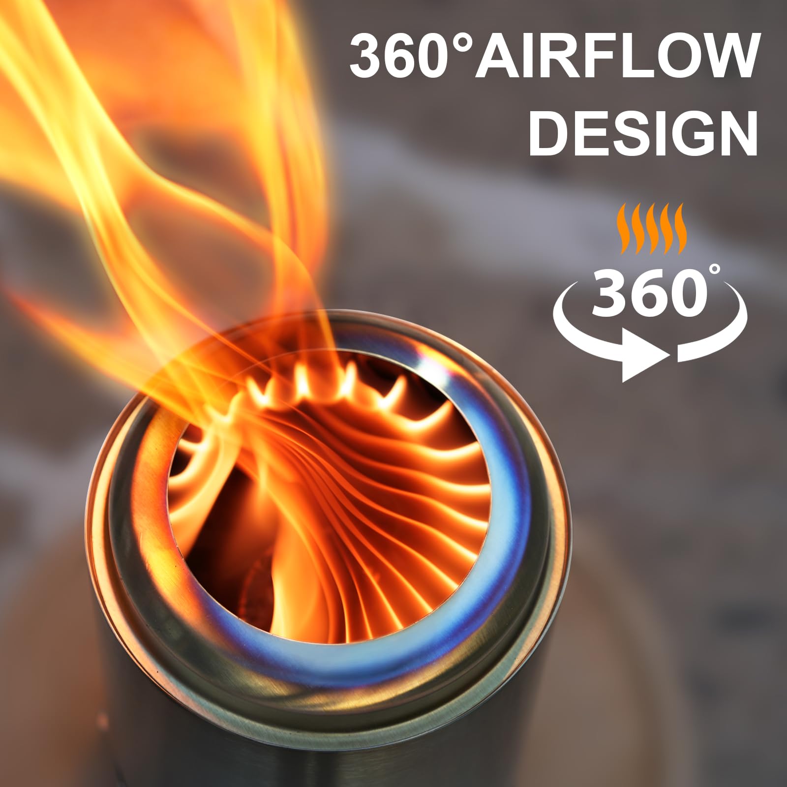 Dodometrek top view with clean burning flame demonstrating low-smoke performance