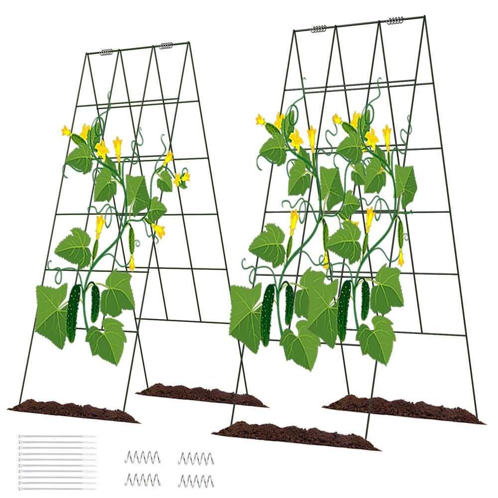 DOEWORKS front view of assembled trellis pair showing tidy vertical support benefits