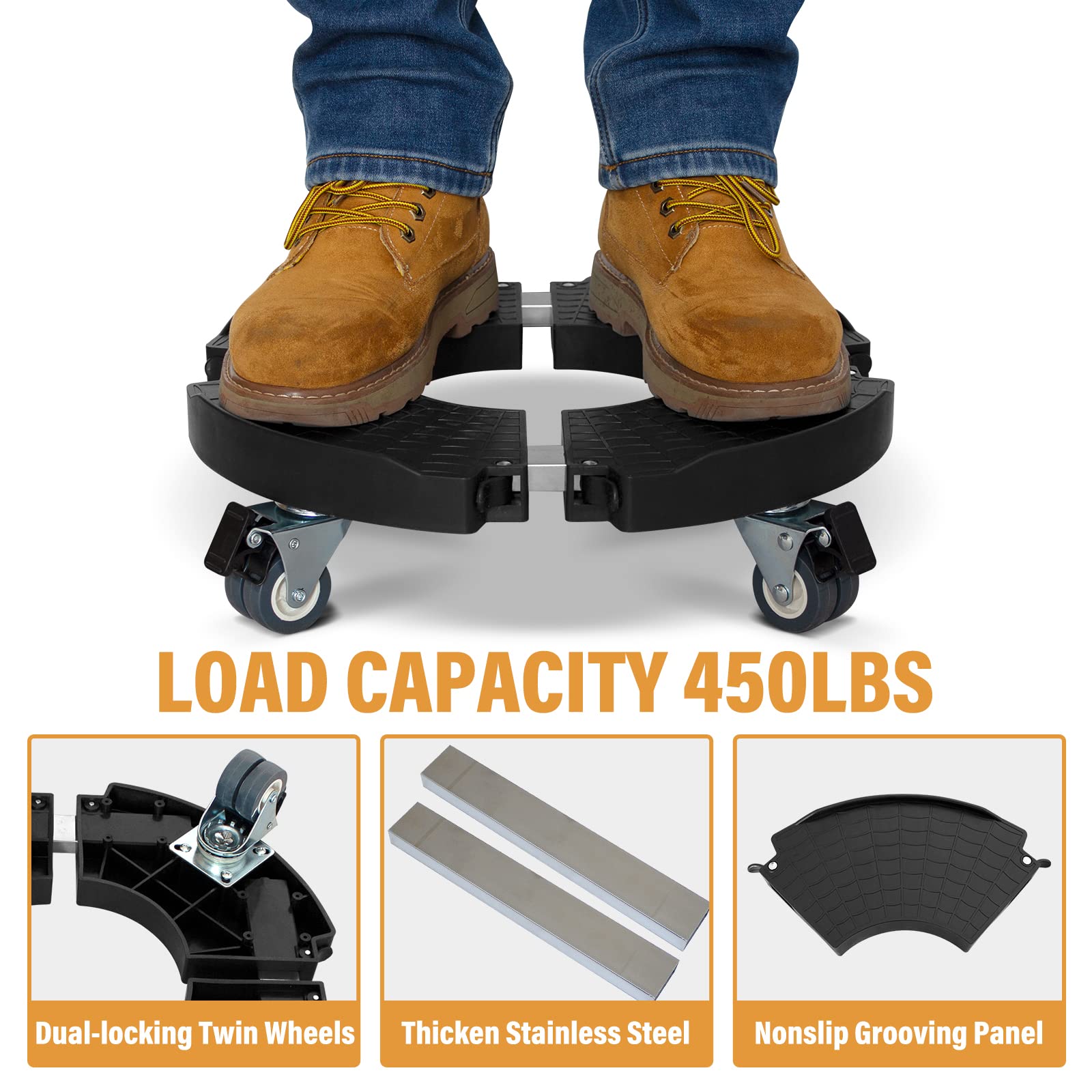 DOFIMATE assembled plant caddy holding large pot to show robust load-bearing benefit