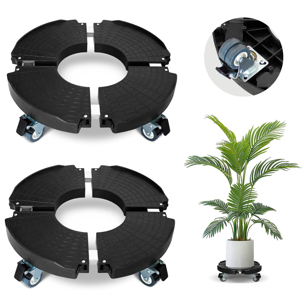 DOFIMATE front view of both assembled rolling plant stands showing compact storage benefit