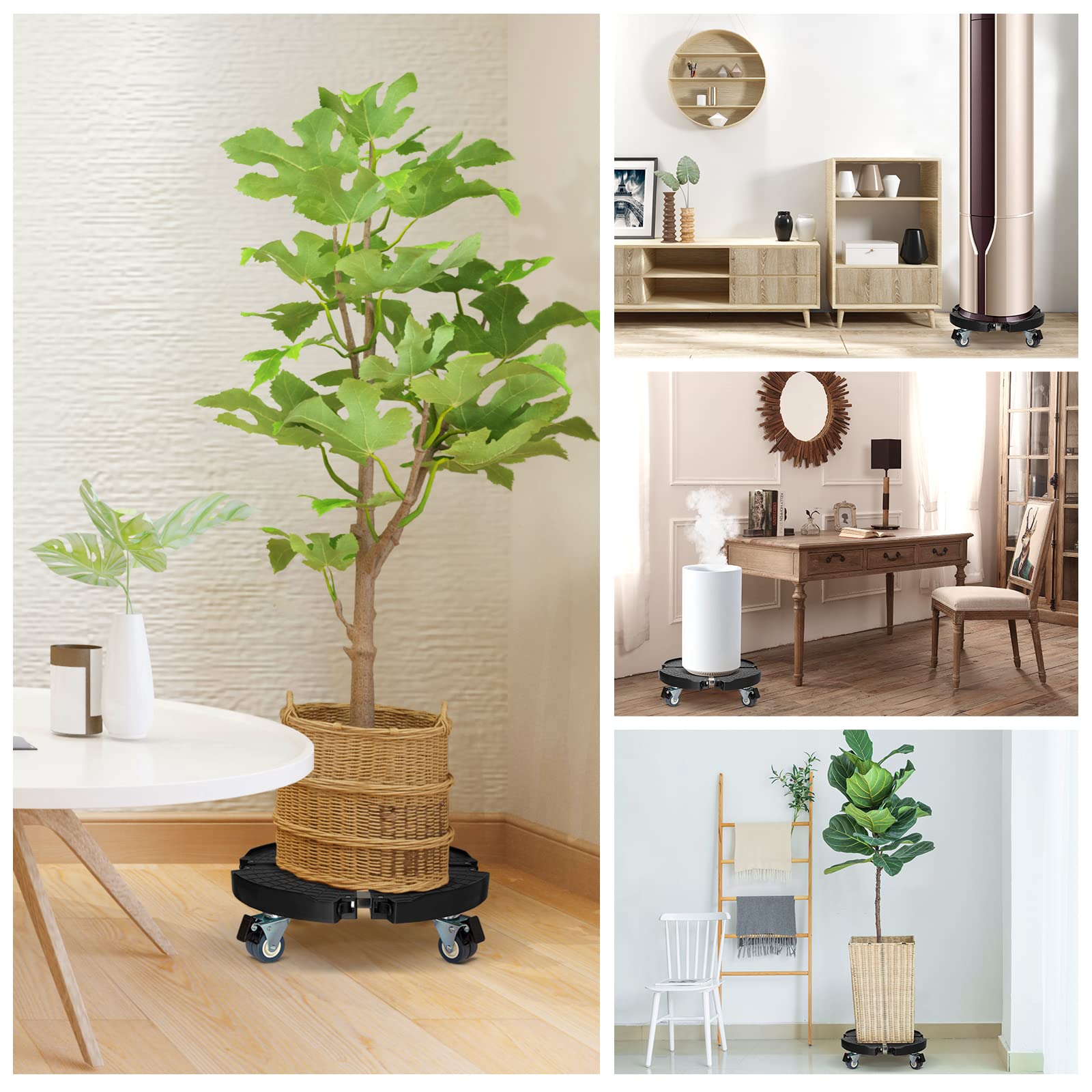 DOFIMATE stands under potted plants in a living room demonstrating easy repositioning benefit