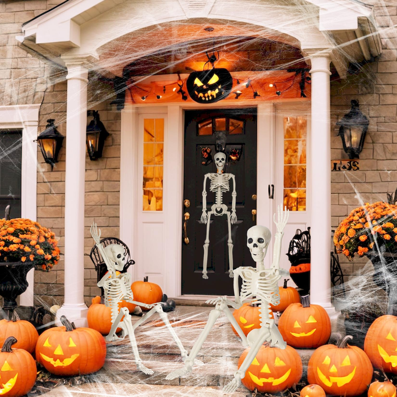 DOIOWN skeletons staged in yard graveyard scene for dramatic curb appeal benefit