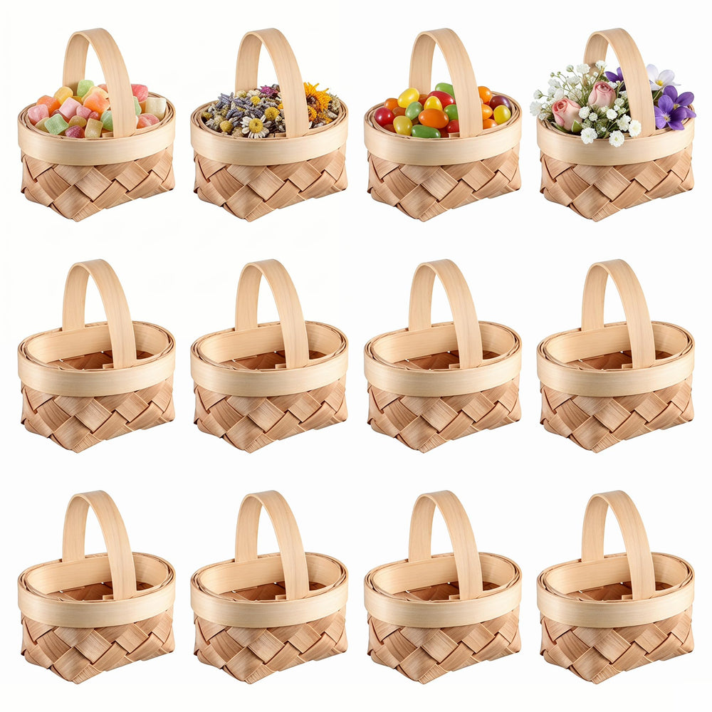 DOITOOL front view of 24 mini baskets showing farmhouse charm and ready use