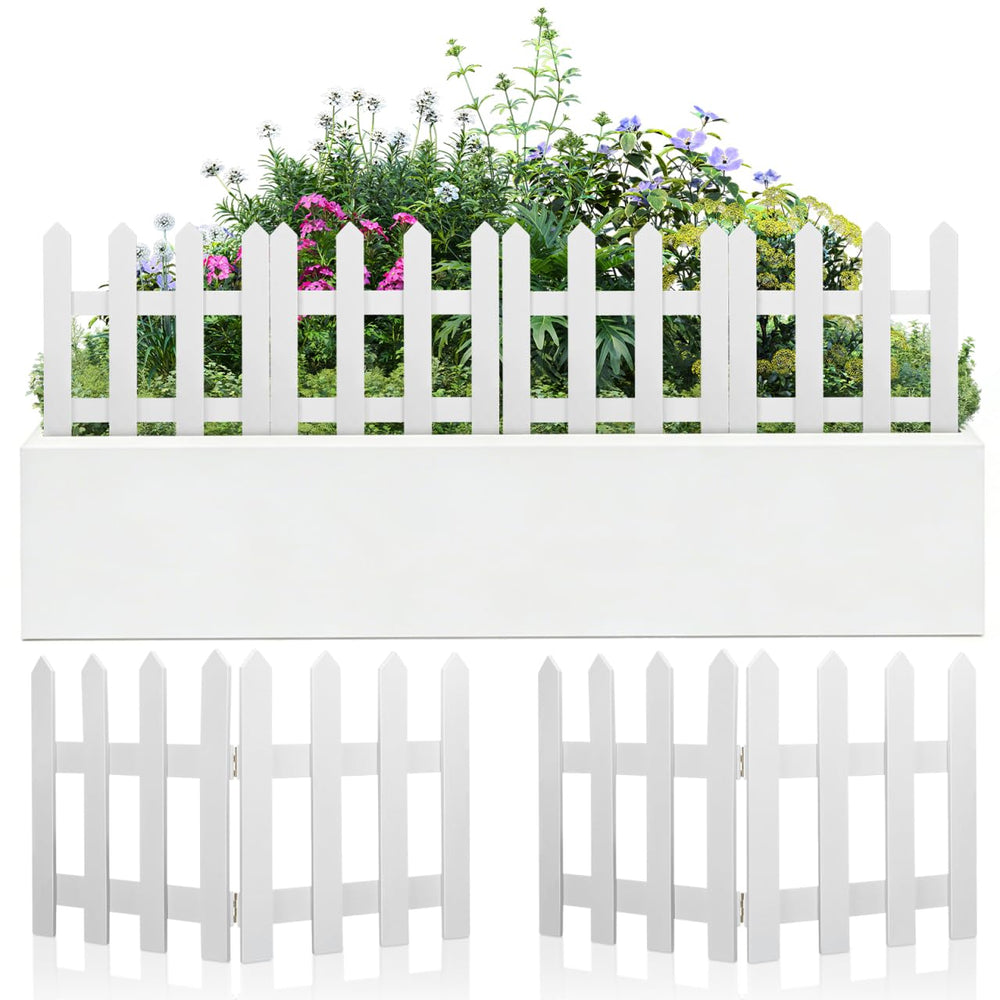 DOITOOL front view of white picket fence adding neat border and curb appeal