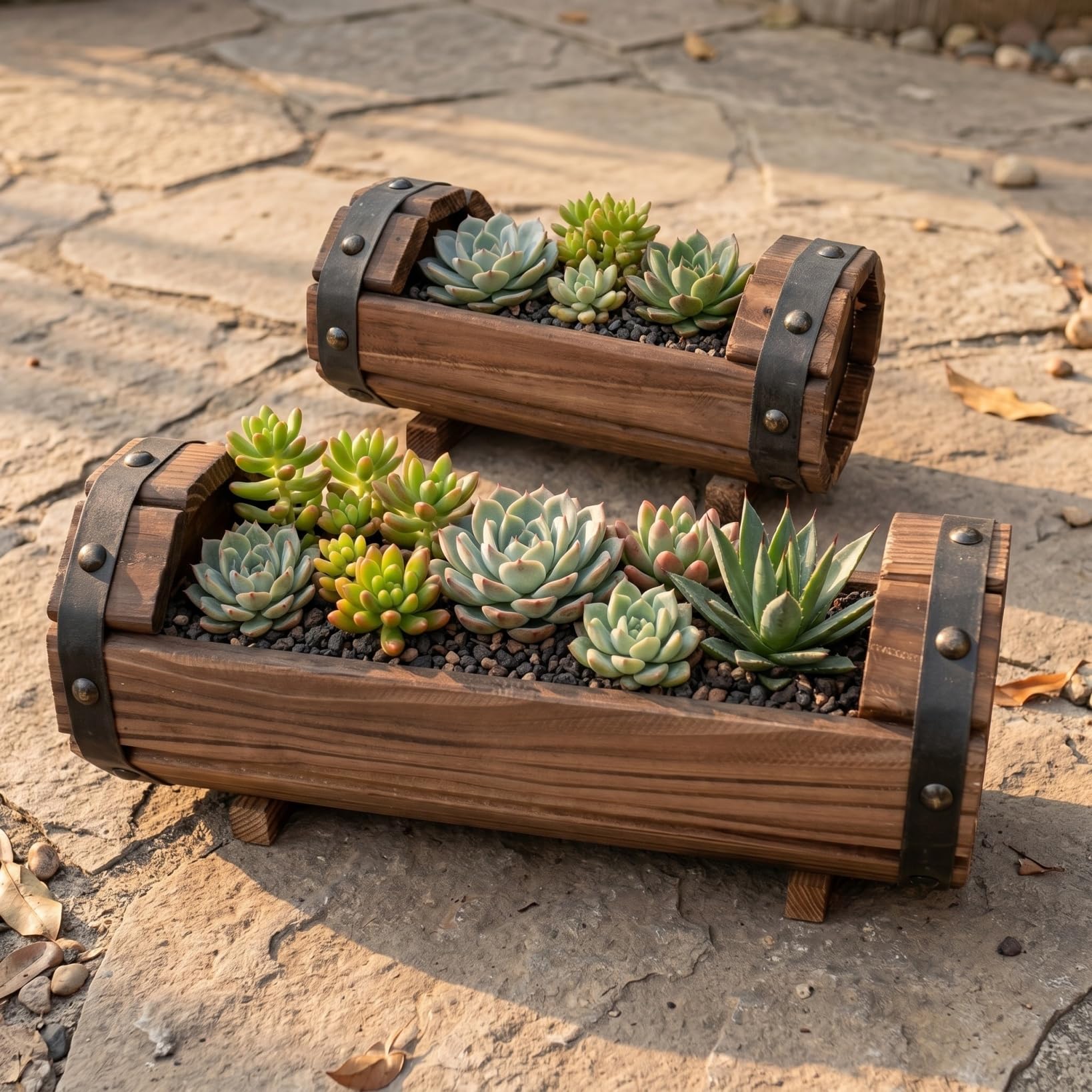 DOITOOL large planter filled with flowers adding vintage curb appeal