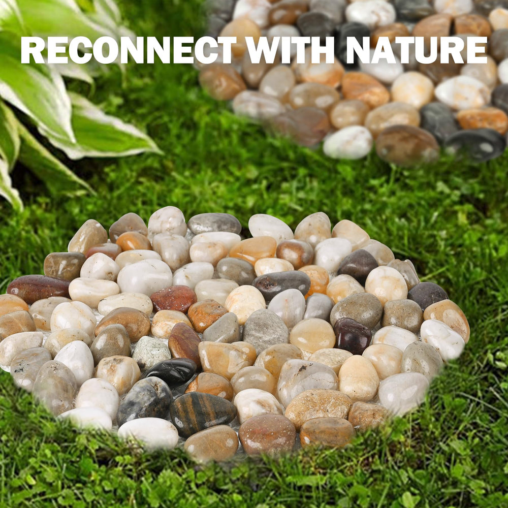dojobkinb stones arranged on lawn near patio as decorative garden landscaping accent