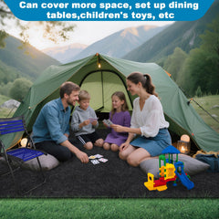 Dojomadf mat trimmed inside tent to fit, maximizing usable floor area