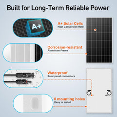 DOKIO 150W solar cell surface detail showing monocrystalline efficiency benefits