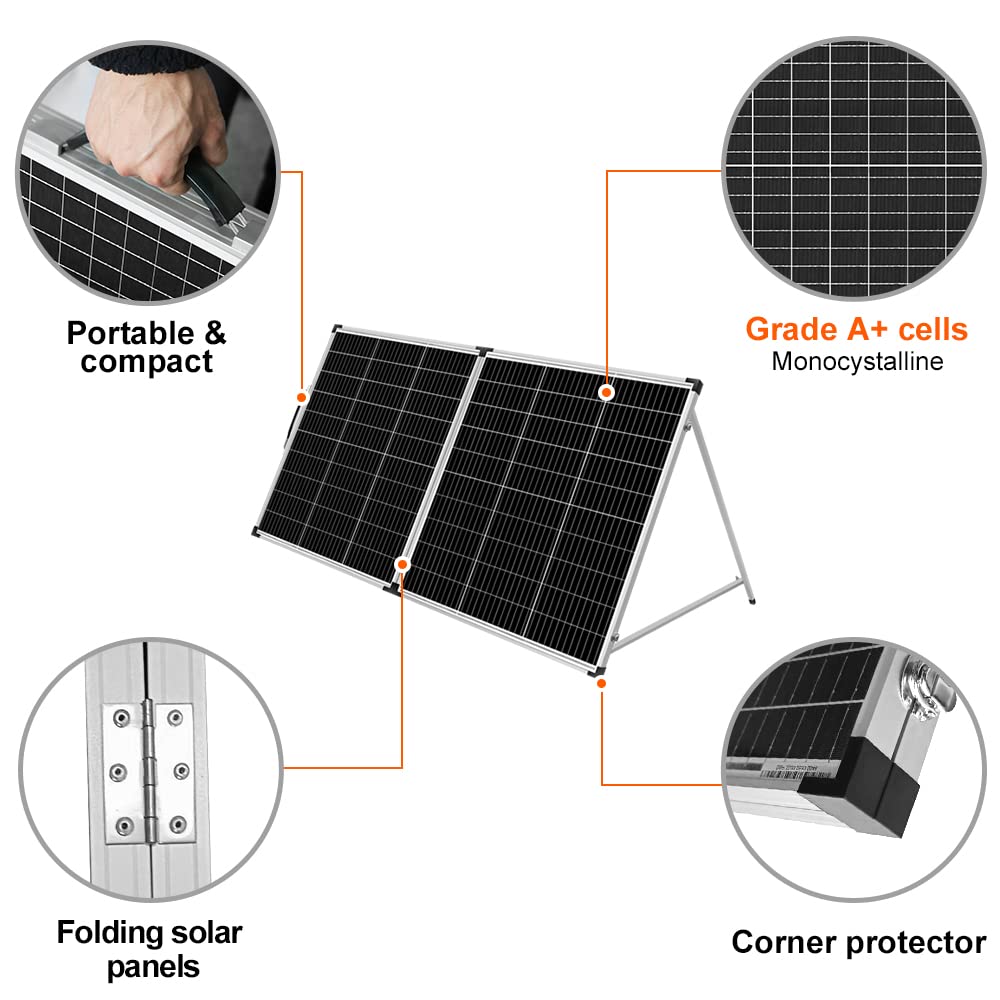 DOKIO adjustable bracket tilted to sun for improved charging efficiency