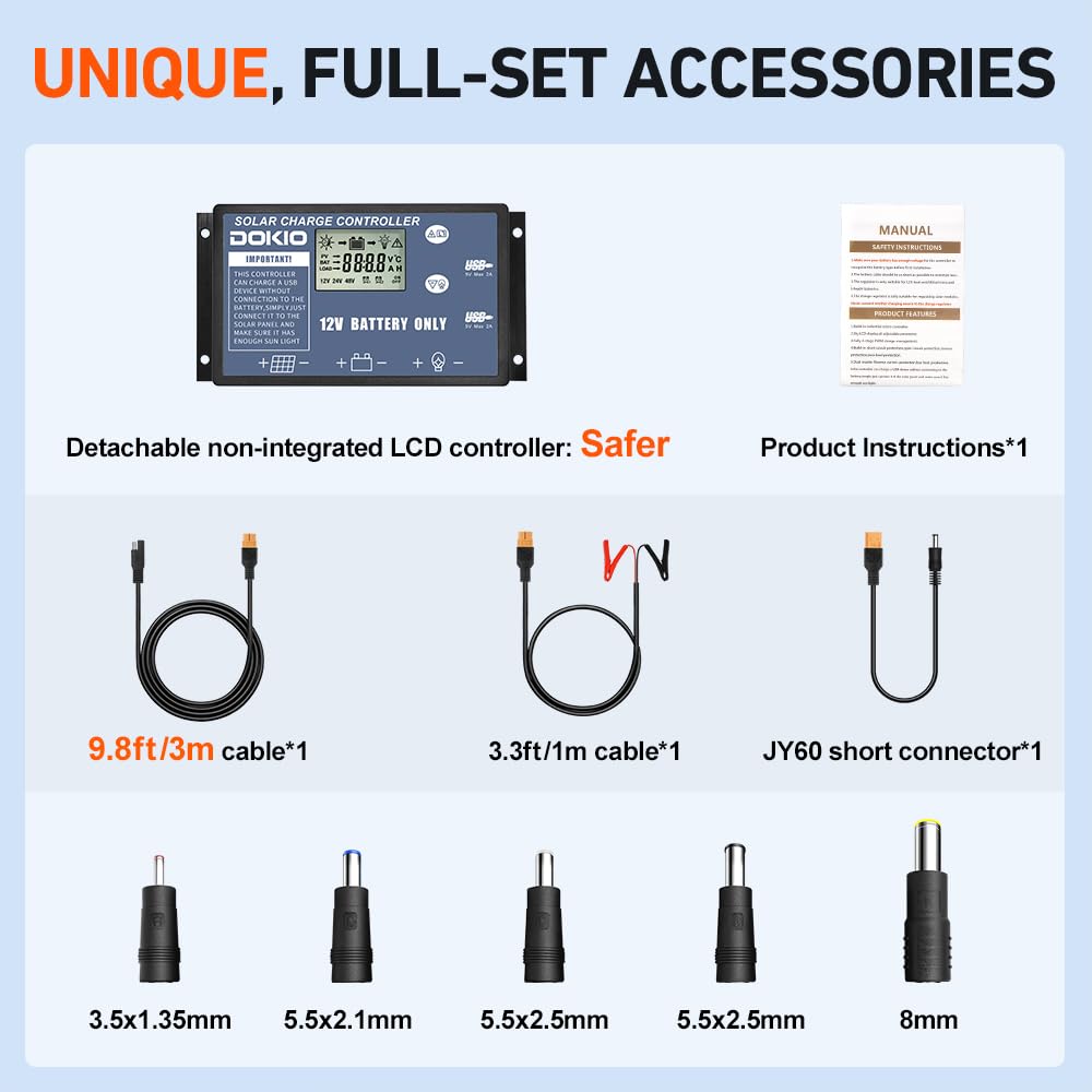 DOKIO long 3m cable connection enabling shaded electronics placement