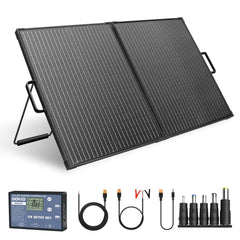DOKIO foldable solar panel front view showing compact design and portability